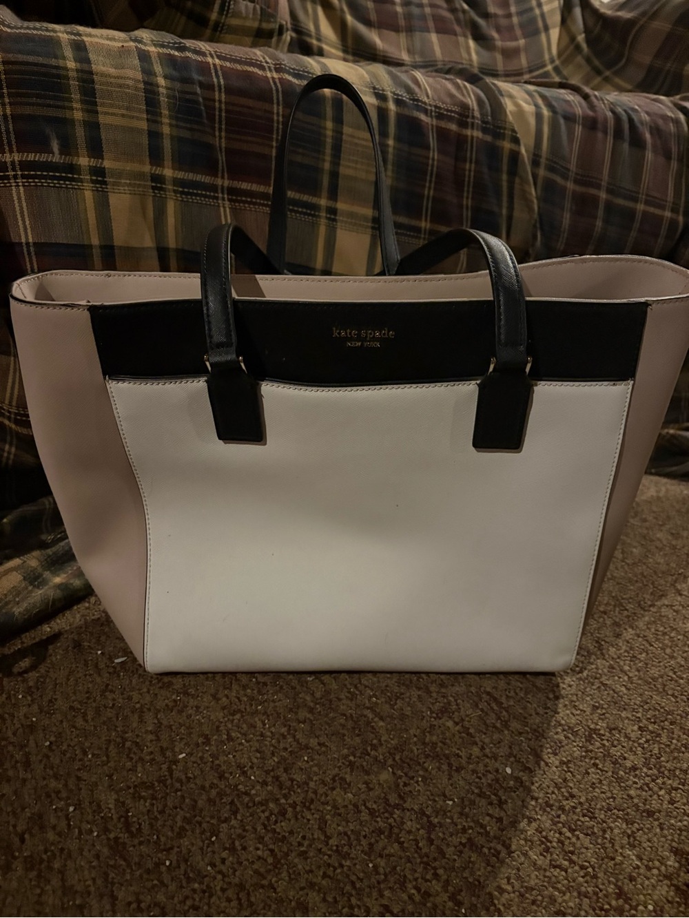 kate spade Two-Tone White, Black and Blush Leather Tote